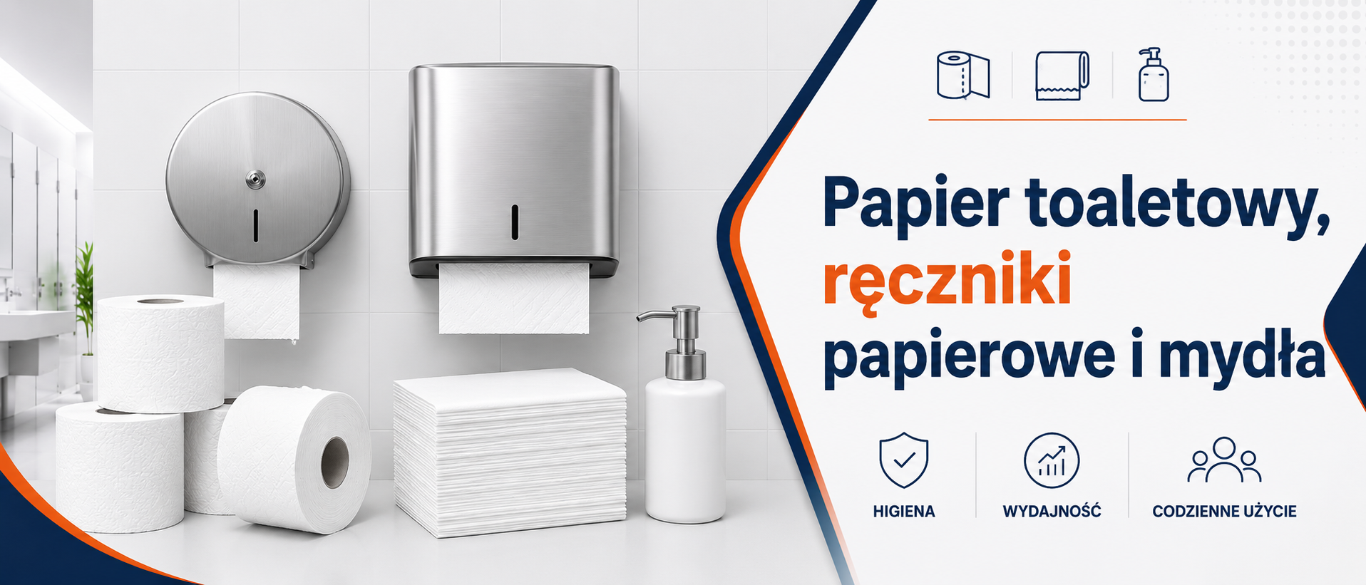 Papier toaletowy, ręczniki papierowe i mydła