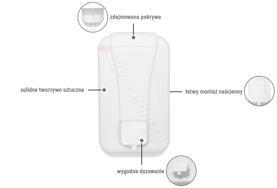 Dozownik mydła biały Hese HS-078 główne cechy produktu