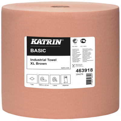 Brązowe jednowarstwowe czyściwo papierowe 1000m Katrin Basic Industrial Towel XL Brown Low Pallet