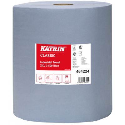Trójwarstwowe niebieskie czyściwo przemysłowe w rolce 190m Katrin Classic Industrial Towel XXL3 Blue 500 Laminated