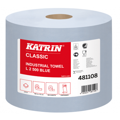 Niebieskie dwuwarstwowe przemysłowe czyściwo 190m Katrin Classic Industrial Towel L2 Blue laminated