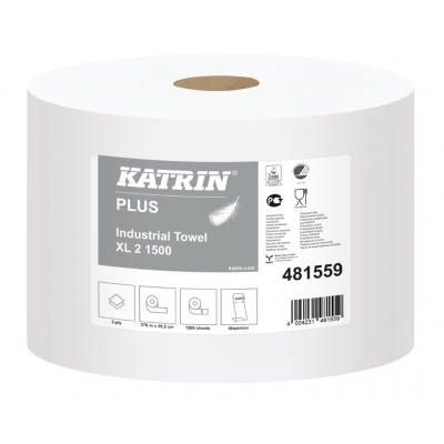 Białe czyściwo przemysłowe w roli 2 warstwy 570m Katrin Plus Industrial Towel XL2 1500 2 szt.