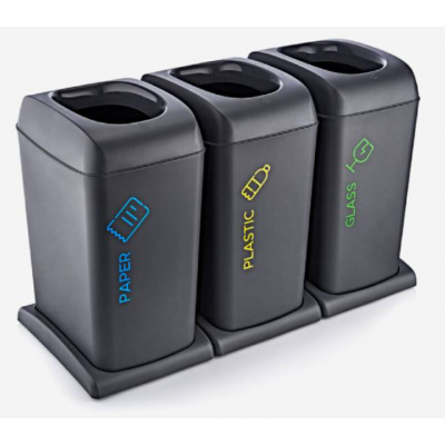 Zestaw koszy do segregacji śmieci 3 x 40 L (papier, szkło, plastik)