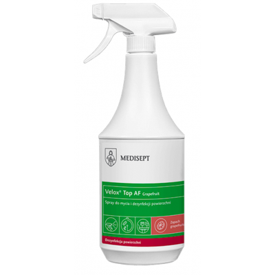 Płyn do dezynfekcji powierzchni na bazie alkoholu grepfrutowy Velox Spray TOP AF 1L