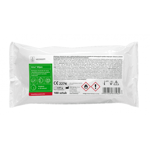 Alkoholowe Chusteczki do dezynfekcji  Velox Wipes wkład 100 sztuk