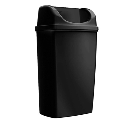 Czarny pojemnik z pokrywą na odpadki 50l czarny