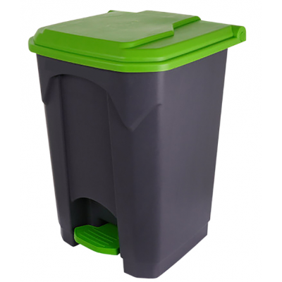 Kosz na odpady otwierany przyciskiem pedałowym 45l z zieloną pokrywą