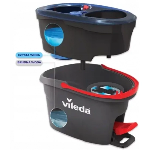 Mop obrotowy Vileda H2prO z dwukomorowym wiadrem i wyciskarką na pedał